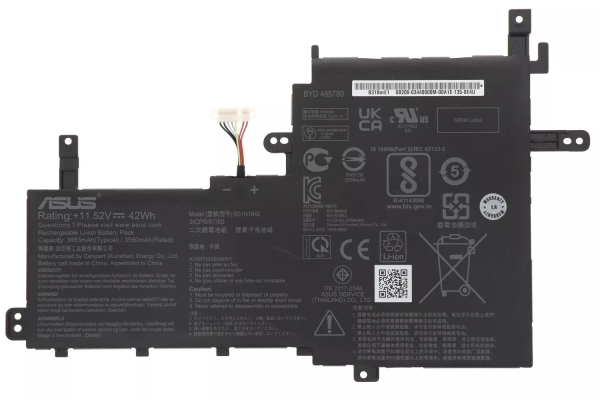 Акумуляторна батарея (11.52V, 42Wh, 3640/3550mAh) B31N1842 на Asus, 0B200-03440000