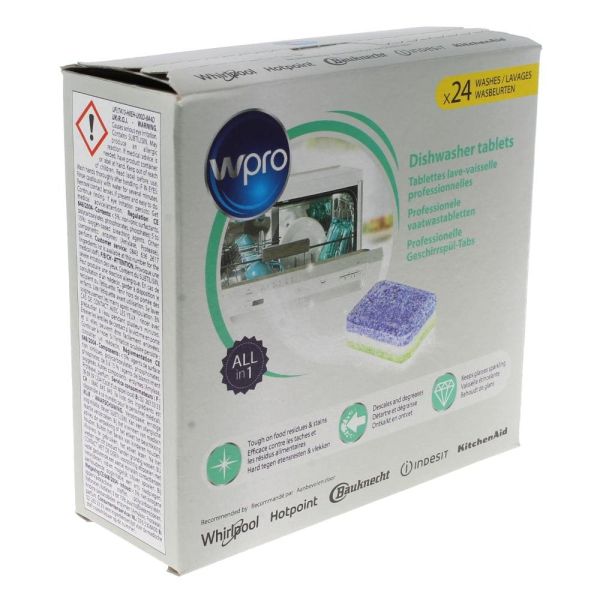 Таблетки (24шт) для посудомоечных машин WPRO Whirlpool, 484010678174 (C00508738)